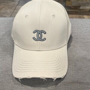 Clearance Ivory Crystal CC Logo Baseball Cap